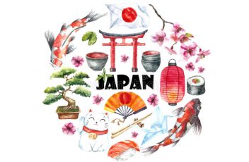 watercolor-set-japan-japanese-frame-round-frame-hand-draw-japanese-objects-torii-gate-origami-bird-flag-lacky-cat-japanese-73681564